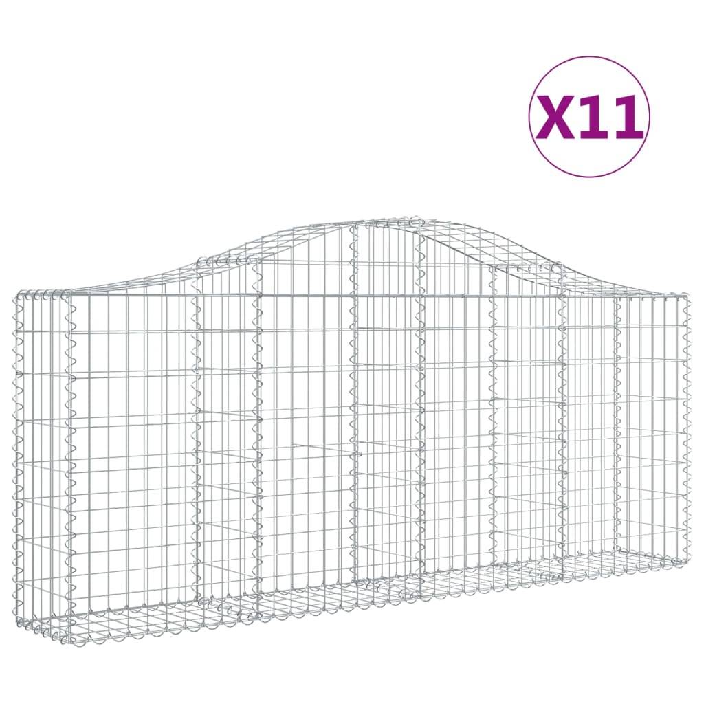 vidaXL Gabionen mit Hochbogen 11 Stk. 200x30x80/100cm Verzinktes Eisen