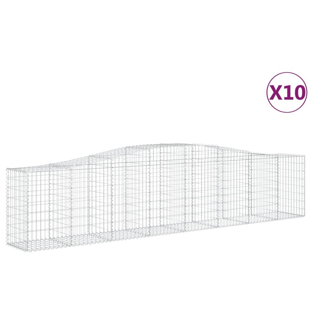 vidaXL Gabionen mit Hochbogen 10 Stk. 400x50x80/100cm Verzinktes Eisen