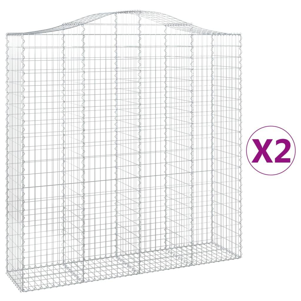 vidaXL Gabionen mit Hochbogen 2 Stk. 200x50x200/220cm Verzinktes Eisen