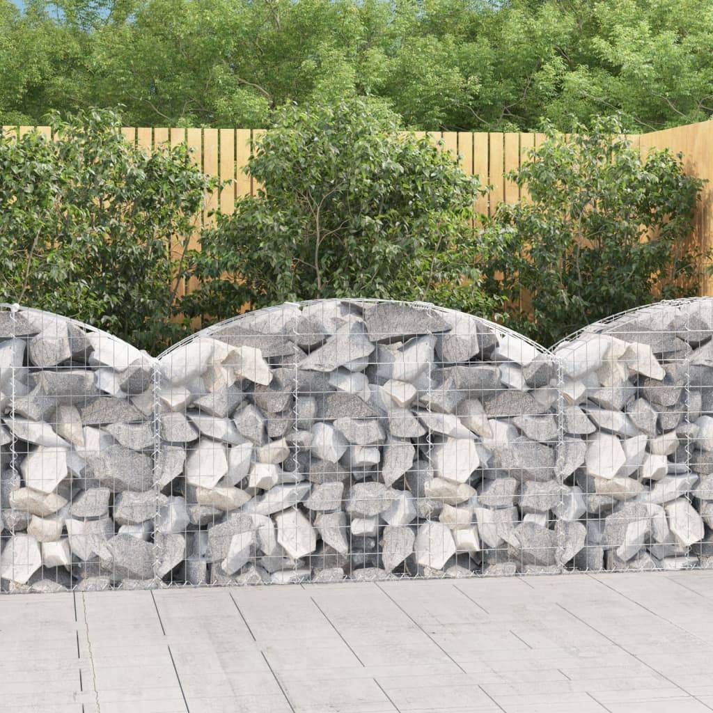 vidaXL Gabione mit Hochbogen 150x30x80/100 cm Verzinktes Eisen