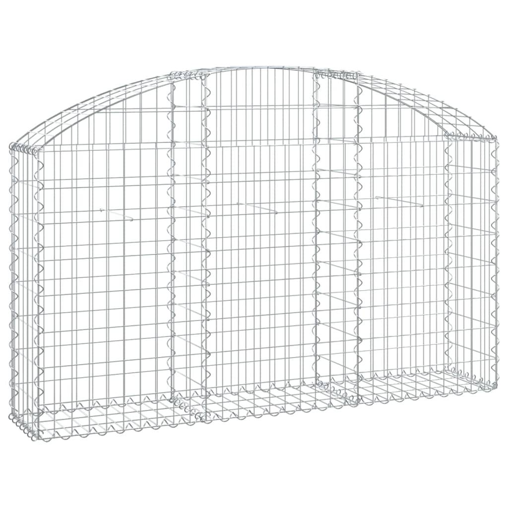 vidaXL Gabione mit Hochbogen 150x30x80/100 cm Verzinktes Eisen