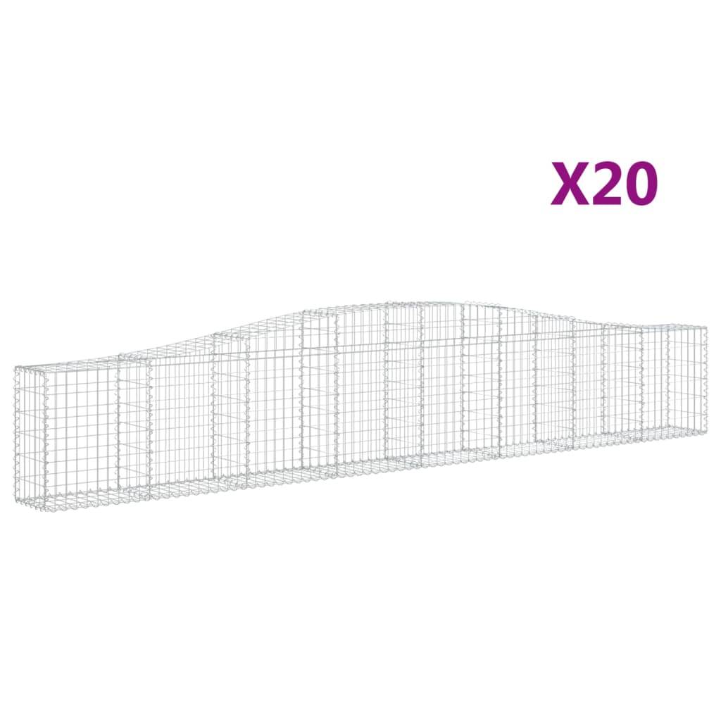 vidaXL Gabionen mit Hochbogen 20 Stk. 400x30x60/80 cm Verzinktes Eisen