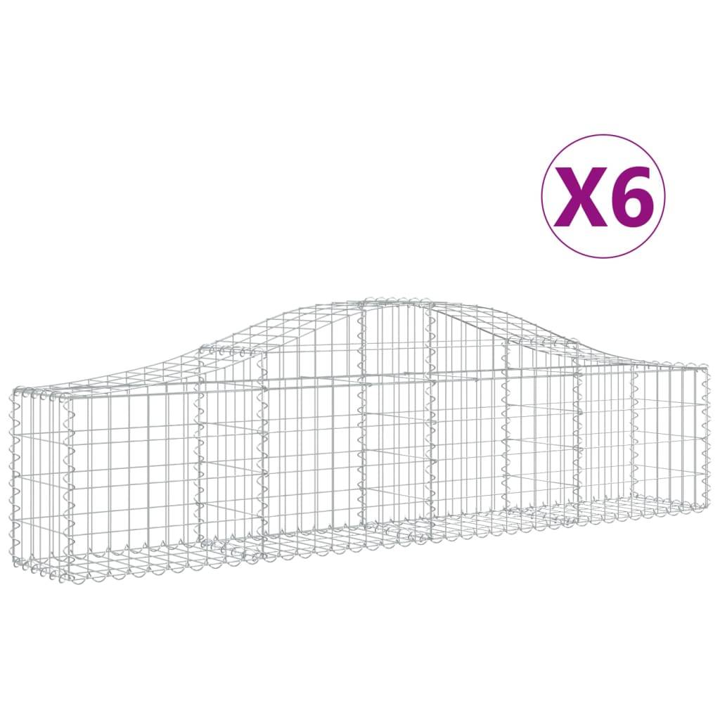 vidaXL Gabionen mit Hochbogen 6 Stk. 200x30x40/60 cm Verzinktes Eisen