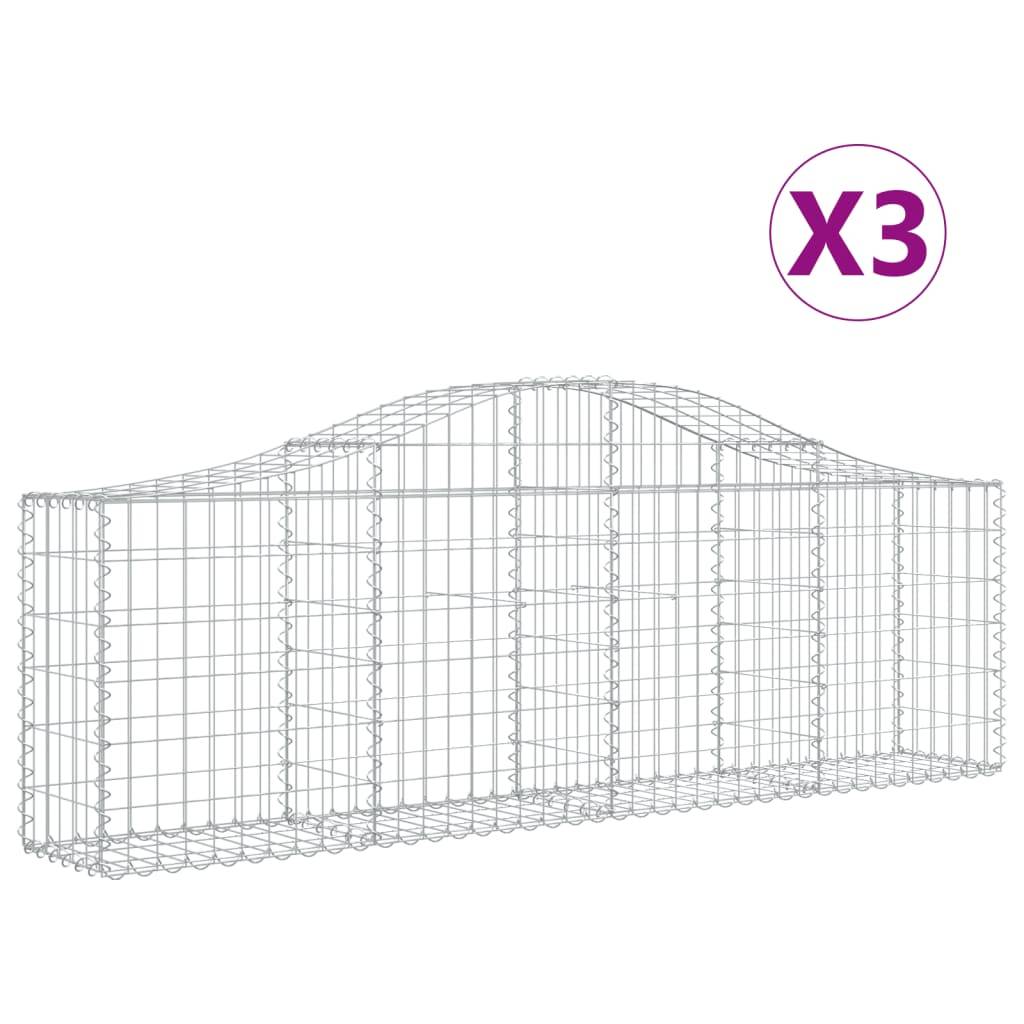 vidaXL Gabionen mit Hochbogen 3 Stk. 200x30x60/80 cm Verzinktes Eisen
