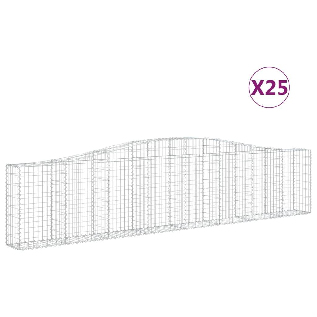 vidaXL Gabionen mit Hochbogen 25 Stk. 400x30x80/100cm Verzinktes Eisen