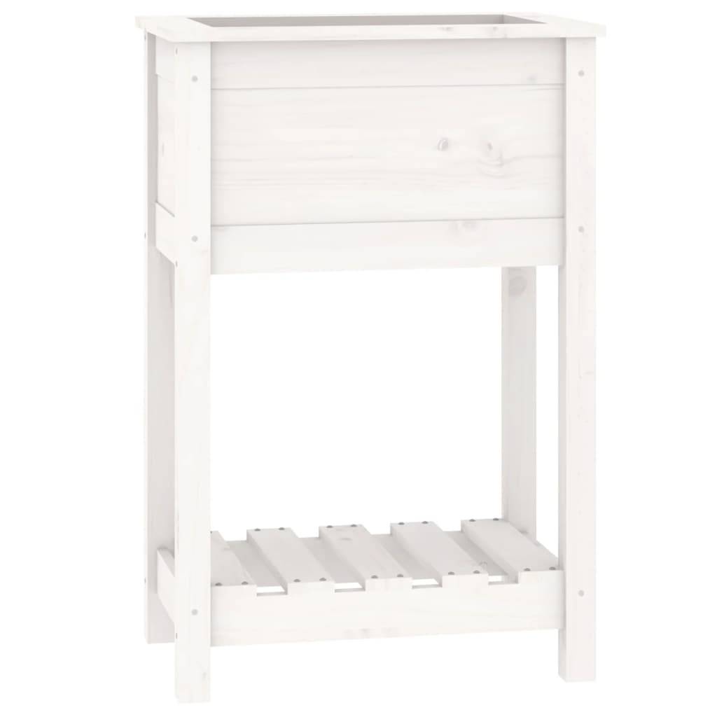 vidaXL Pflanzkübel mit Ablage Weiß 54x34,5x81 cm Massivholz Kiefer