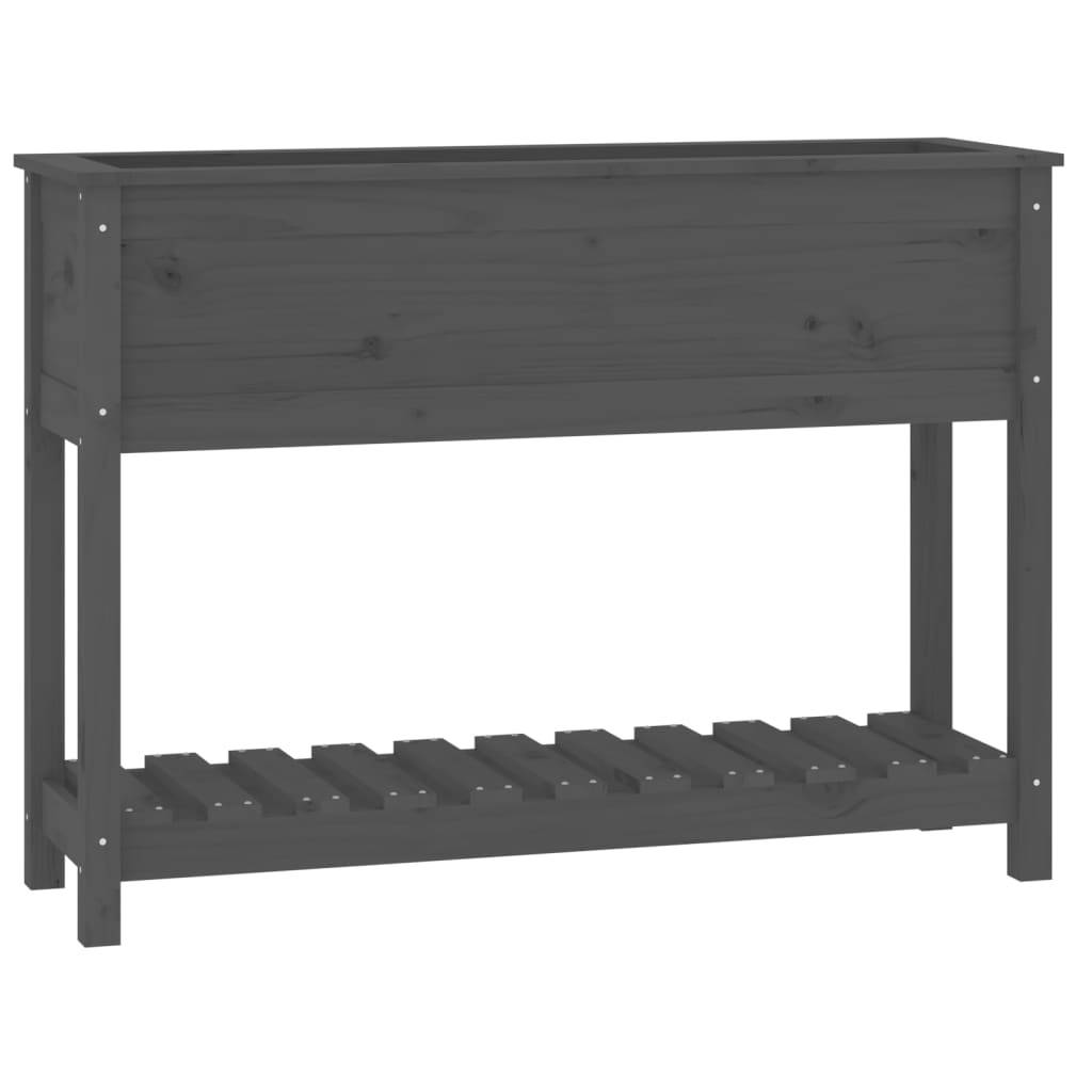 vidaXL Pflanzkübel mit Ablage Grau 111,5x34,5x81 cm Massivholz Kiefer