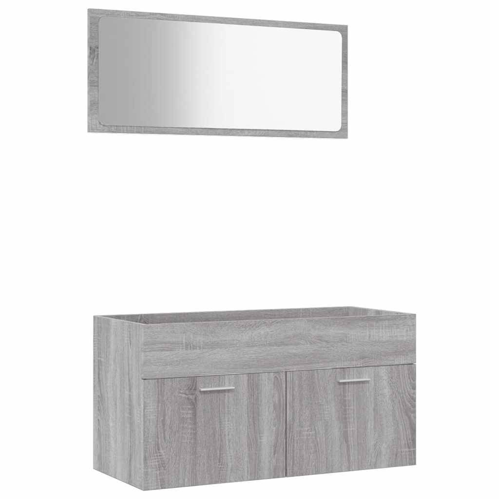 vidaXL 2-tlg. Badmöbel-Set Grau Sonoma Holzwerkstoff