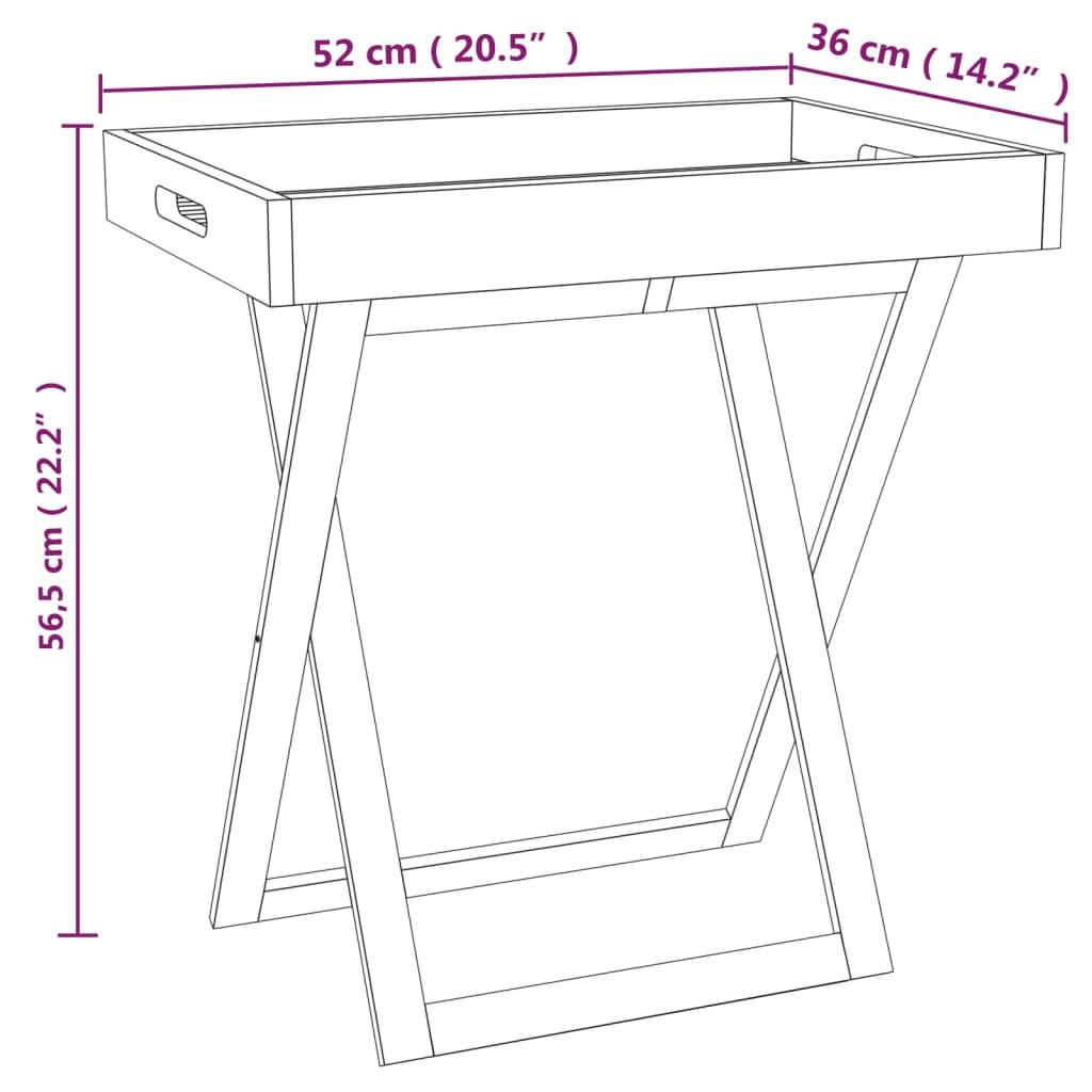 vidaXL Tabletttisch Klappbar 52x36x56,5 cm Massivholz Nussbaum