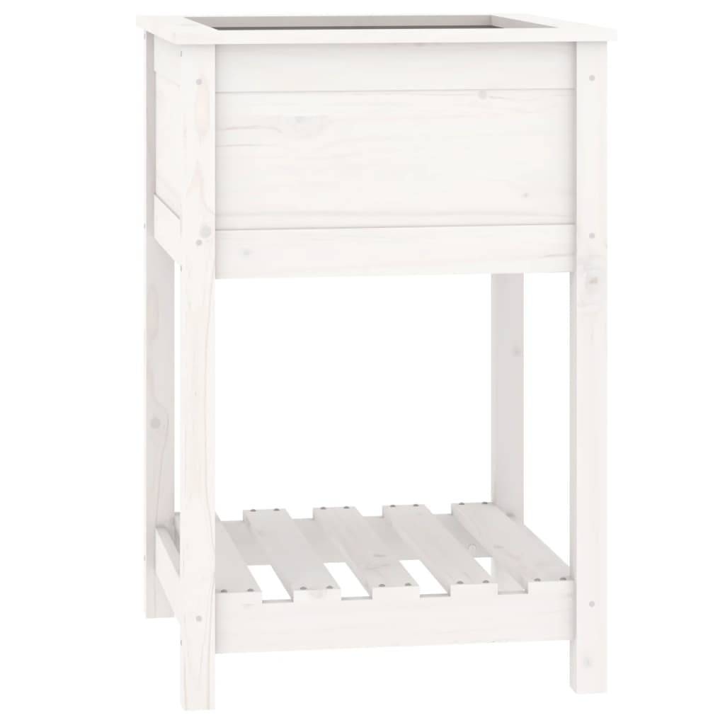 vidaXL Pflanzkübel mit Ablage Weiß 54x54x81 cm Massivholz Kiefer