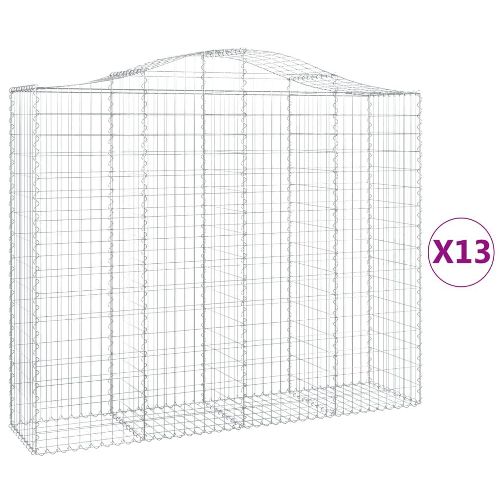 vidaXL Gabionen mit Hochbogen 13Stk. 200x50x160/180cm Verzinktes Eisen
