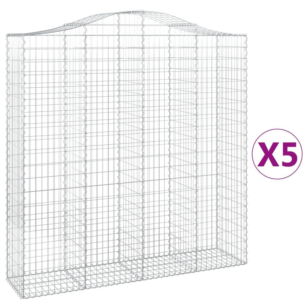 vidaXL Gabionen mit Hochbogen 5 Stk. 200x50x200/220cm Verzinktes Eisen