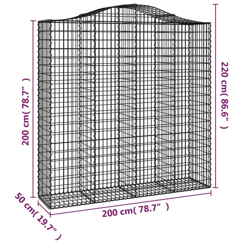 vidaXL Gabionen mit Hochbogen 5 Stk. 200x50x200/220cm Verzinktes Eisen