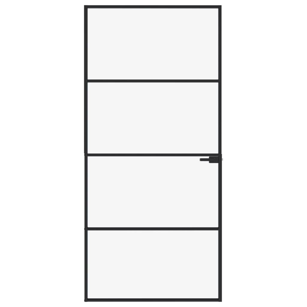 vidaXL Innentür Schwarz 93x201,5 cm Hartglas & Aluminium Schlank