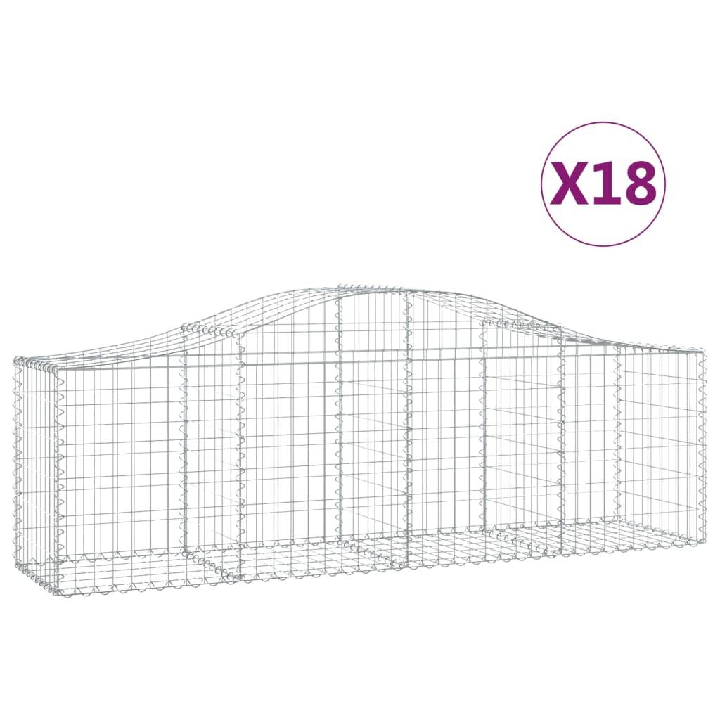 vidaXL Gabionen mit Hochbogen 18 Stk. 200x50x60/80 cm Verzinktes Eisen