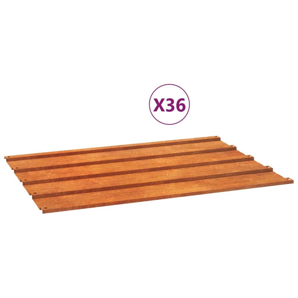 vidaXL Dachplatten 36 Stk. Rostig 60x44 cm Cortenstahl