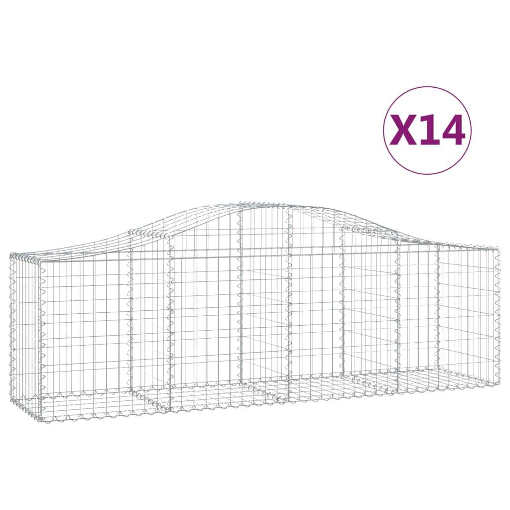 vidaXL Gabionen mit Hochbogen 14 Stk. 200x50x60/80 cm Verzinktes Eisen