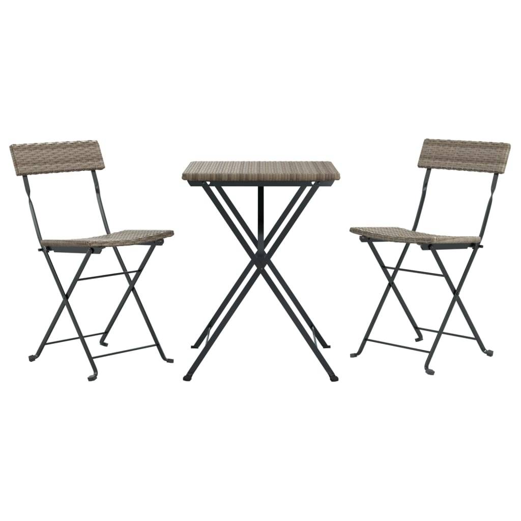 vidaXL 3-tlg. Bistro-Set Klappbar Grau Poly Rattan