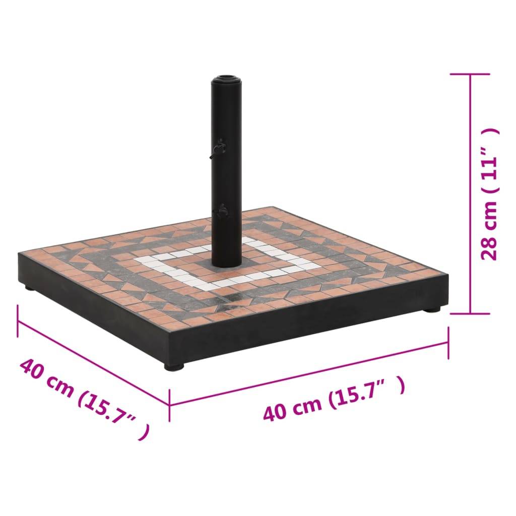 vidaXL Sonnenschirmständer Terrakotta und Weiß Quadratisch 12 kg