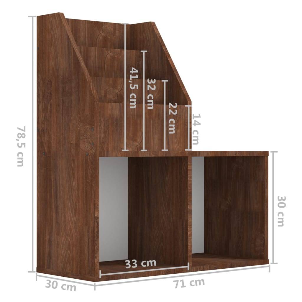 vidaXL Kinder-Bücherregal Braun Eiche 71x30x78,5 cm Holzwerkstoff