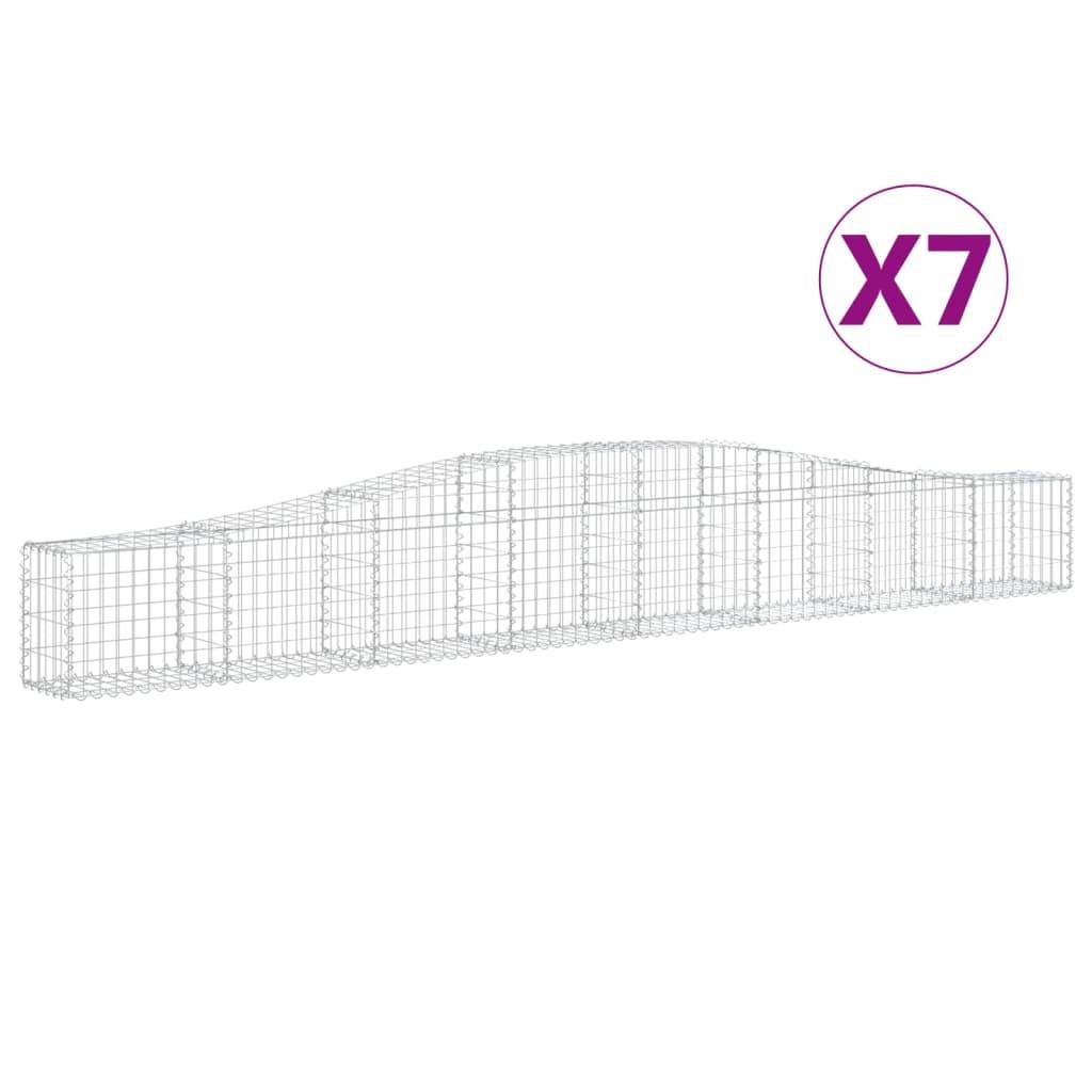 vidaXL Gabionen mit Hochbogen 7 Stk. 400x30x40/60 cm Verzinktes Eisen