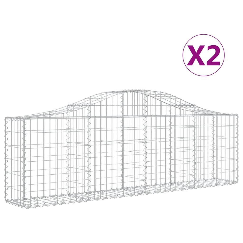 vidaXL Gabionen mit Hochbogen 2 Stk. 200x30x60/80 cm Verzinktes Eisen