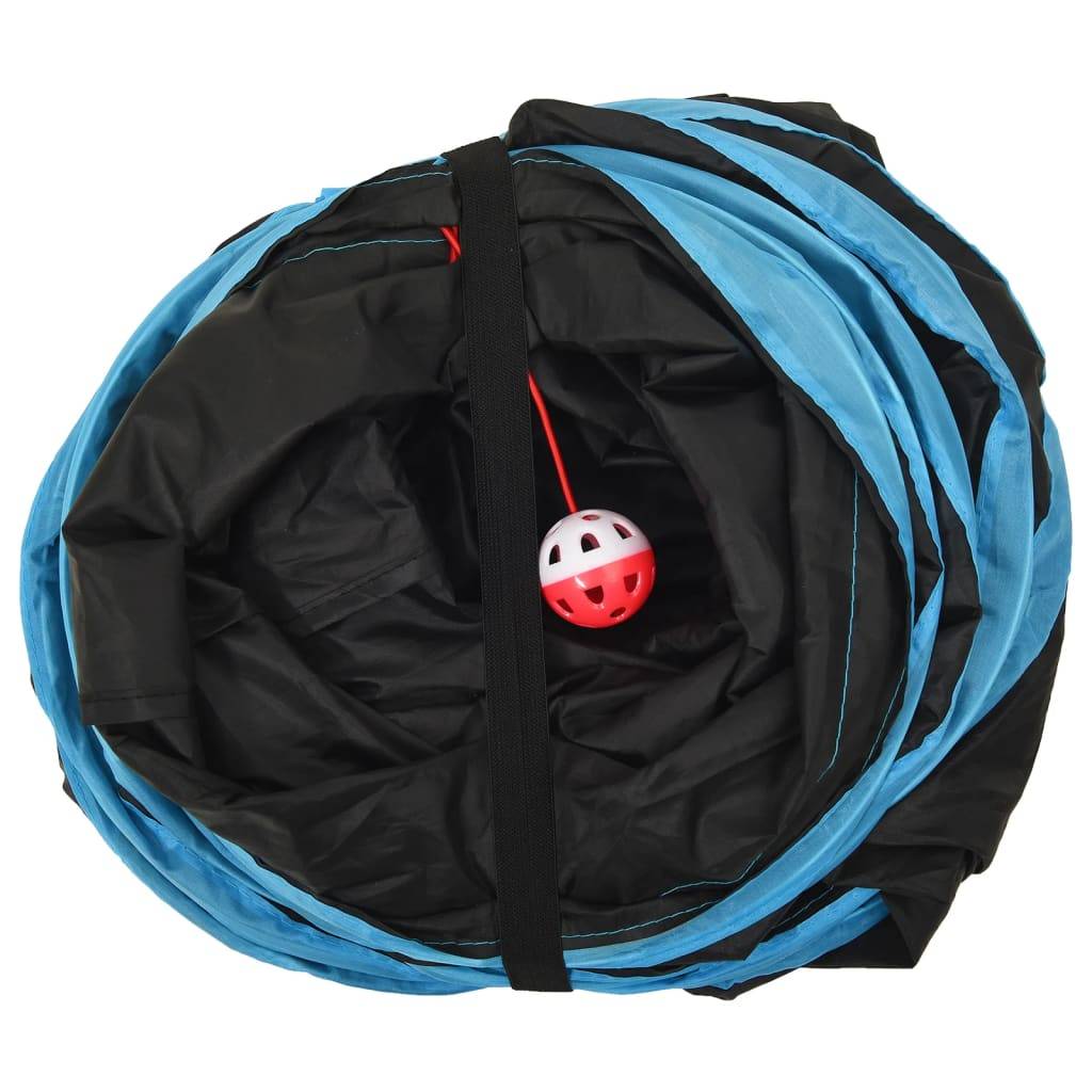 vidaXL Katzentunnel 4-Wege Schwarz und Blau 25 cm Polyester