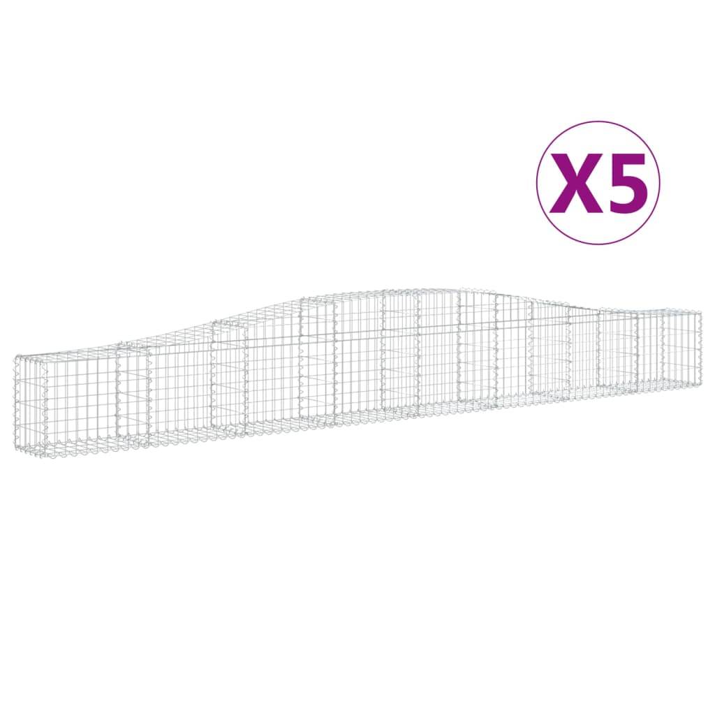vidaXL Gabionen mit Hochbogen 5 Stk. 400x30x40/60 cm Verzinktes Eisen
