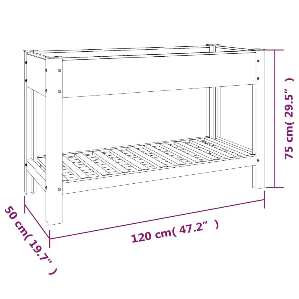 vidaXL Garten-Hochbeet mit Ablage Grau 120x50x75 cm WPC