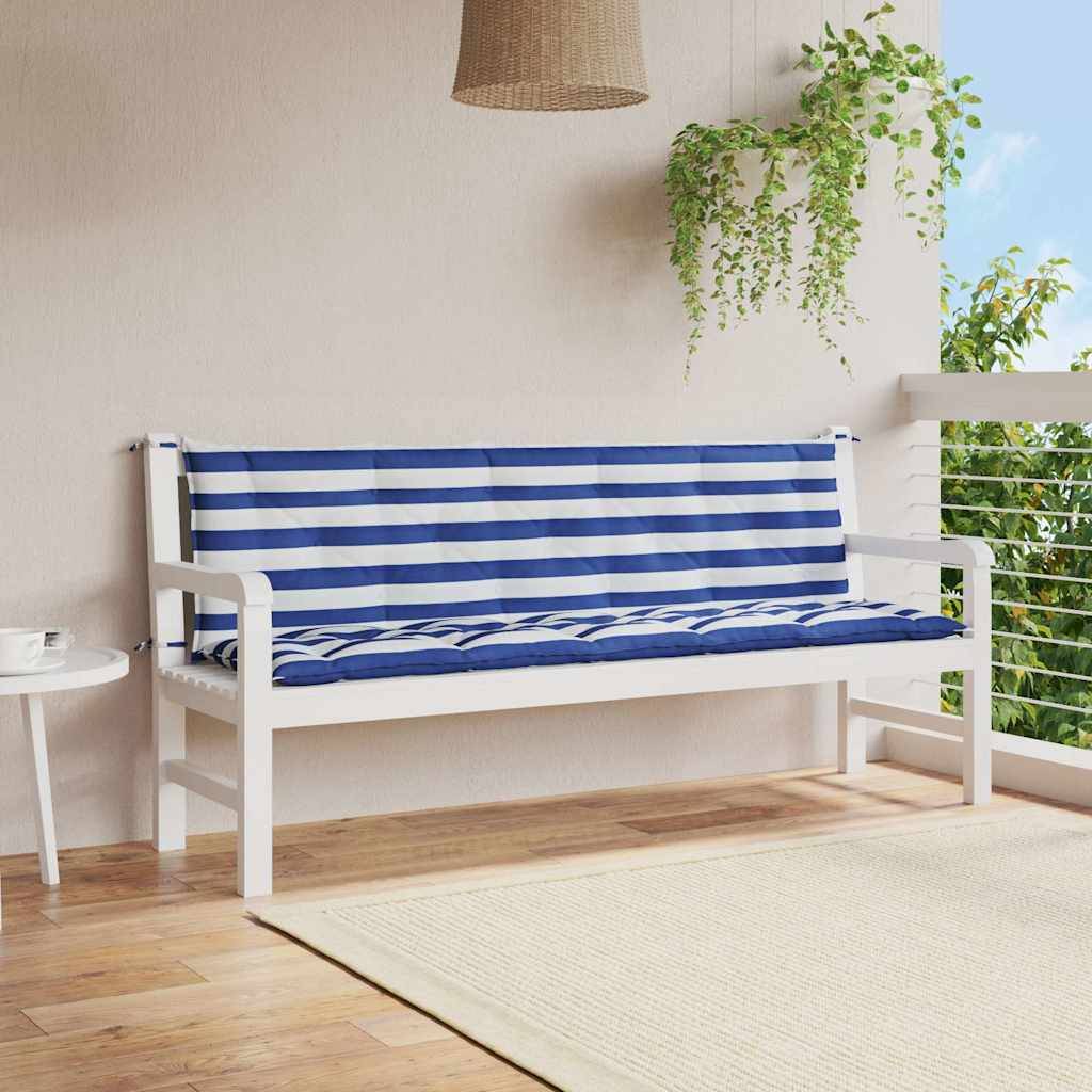 vidaXL Gartenbank-Auflagen 2 Stk. Blau & Weiß Gestreift Oxford-Gewebe