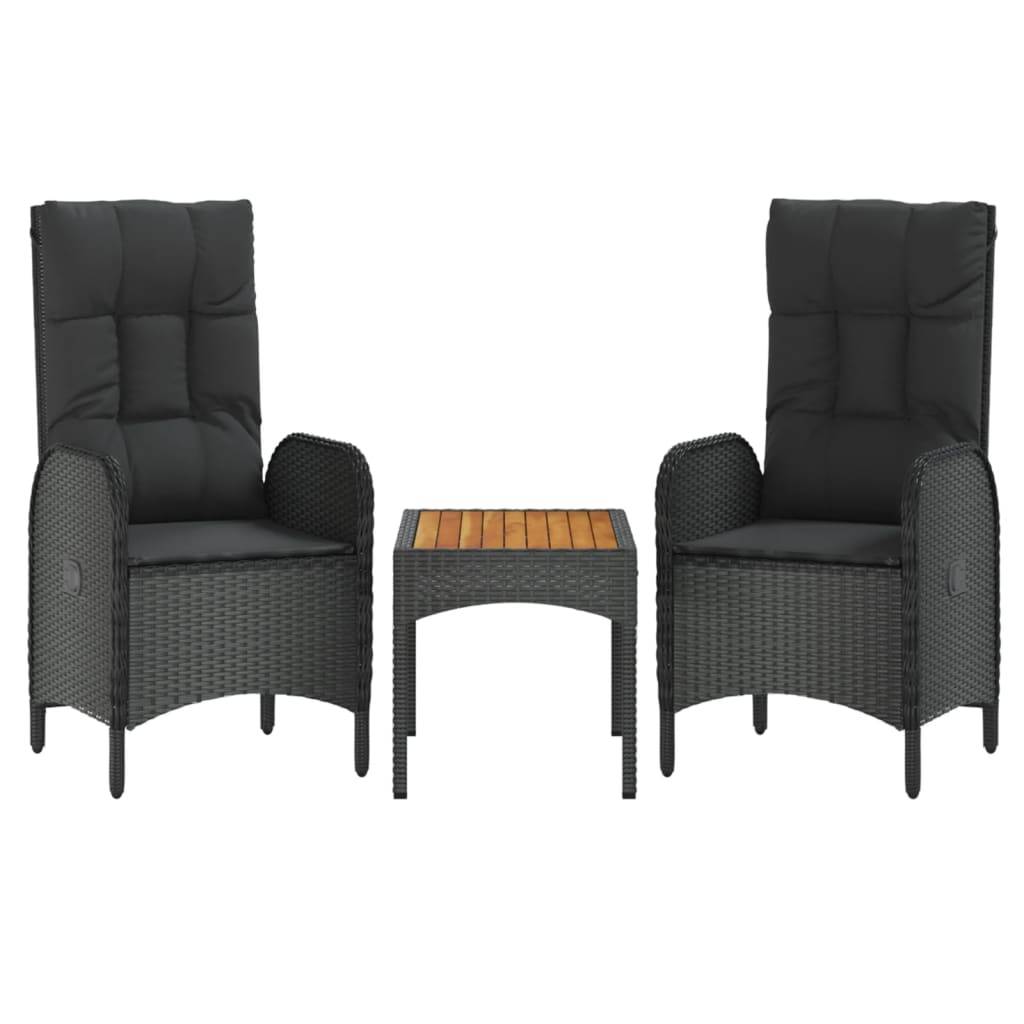 vidaXL 4-tlg. Garten-Essgruppe mit Kissen Schwarz Poly Rattan