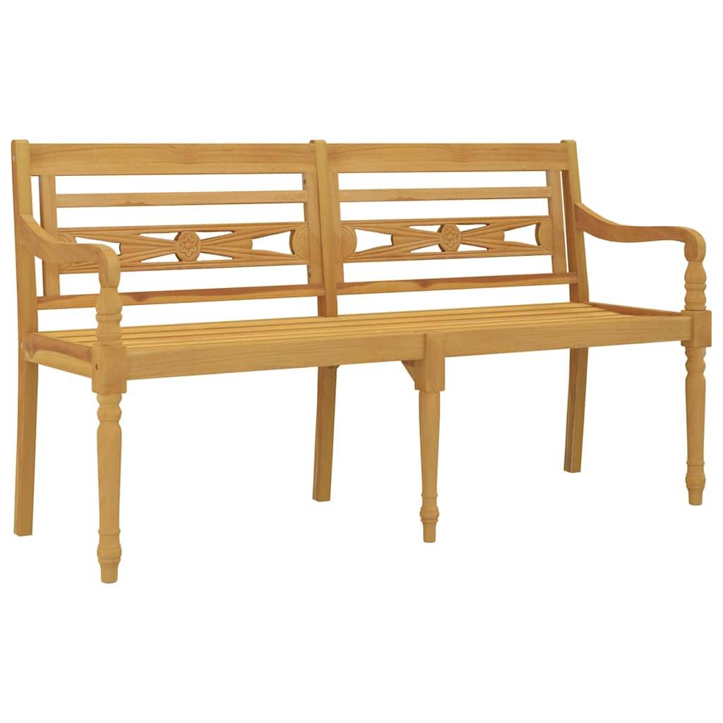 vidaXL Batavia-Bank mit Weinrotem Kissen 150 cm Massivholz Teak