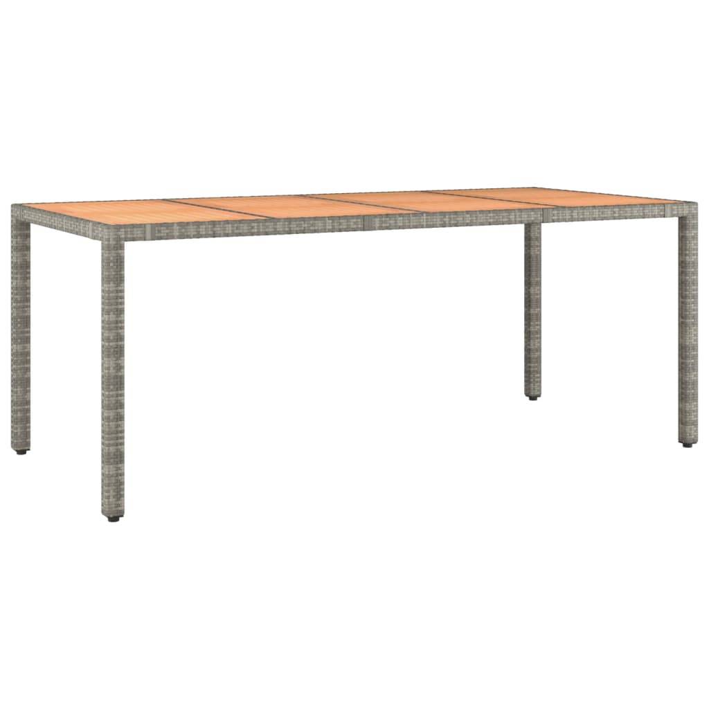 vidaXL Gartentisch mit Holzplatte Grau Poly Rattan & Massivholz Akazie