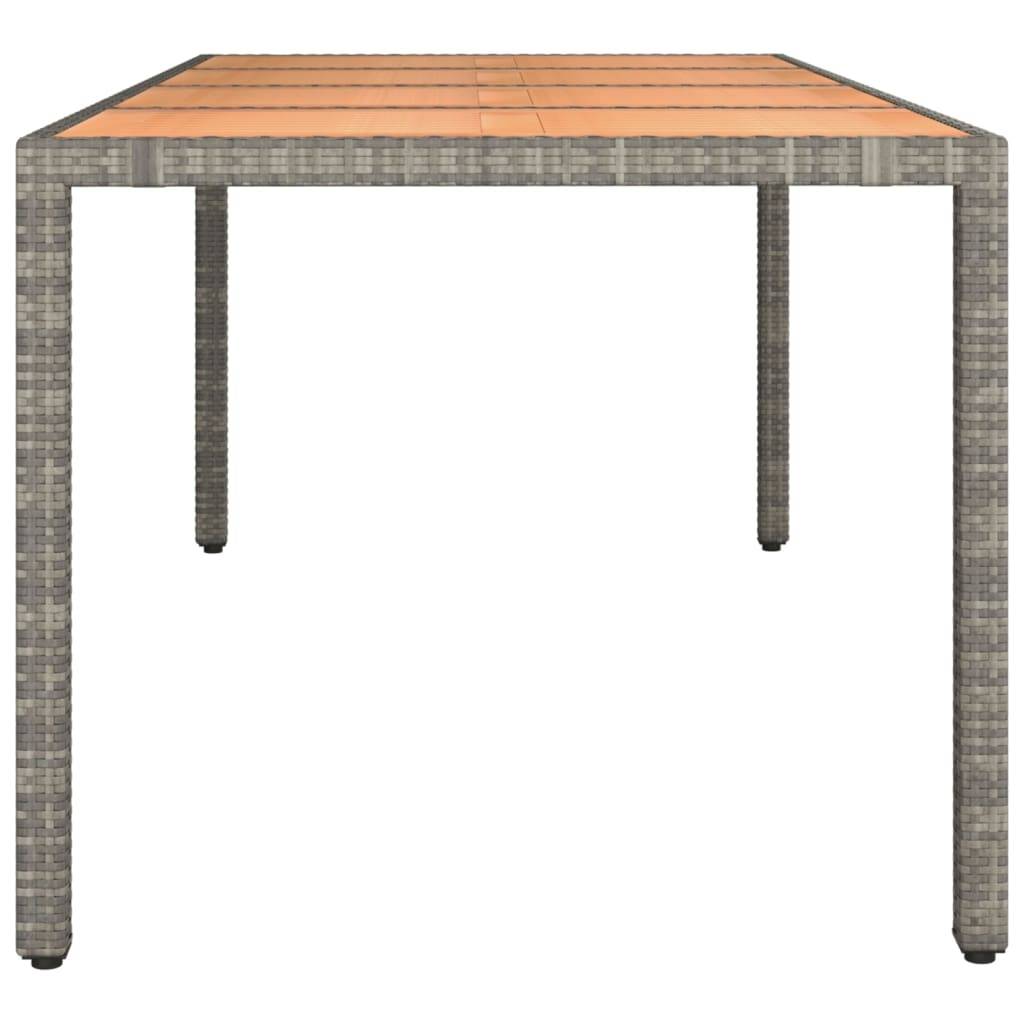 vidaXL Gartentisch mit Holzplatte Grau Poly Rattan & Massivholz Akazie