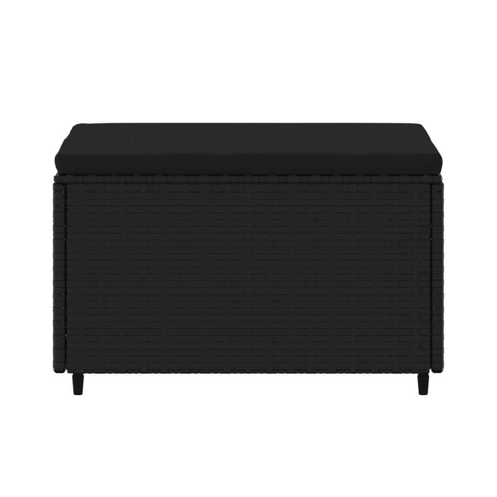 vidaXL Gartenhocker mit Kissen 2 Stk. Schwarz Poly Rattan