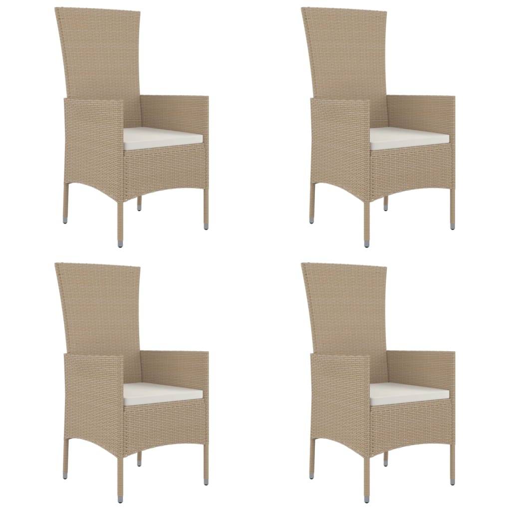 vidaXL Gartenstühle mit Kissen 4 Stk. Poly Rattan Beige