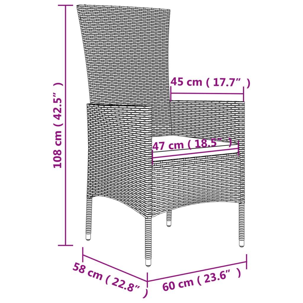 vidaXL 9-tlg. Garten-Essgruppe mit Kissen Beige Poly Rattan
