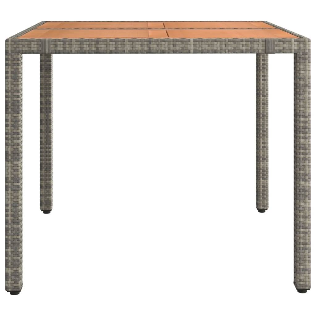 vidaXL Gartentisch mit Holzplatte Grau Poly Rattan & Massivholz Akazie