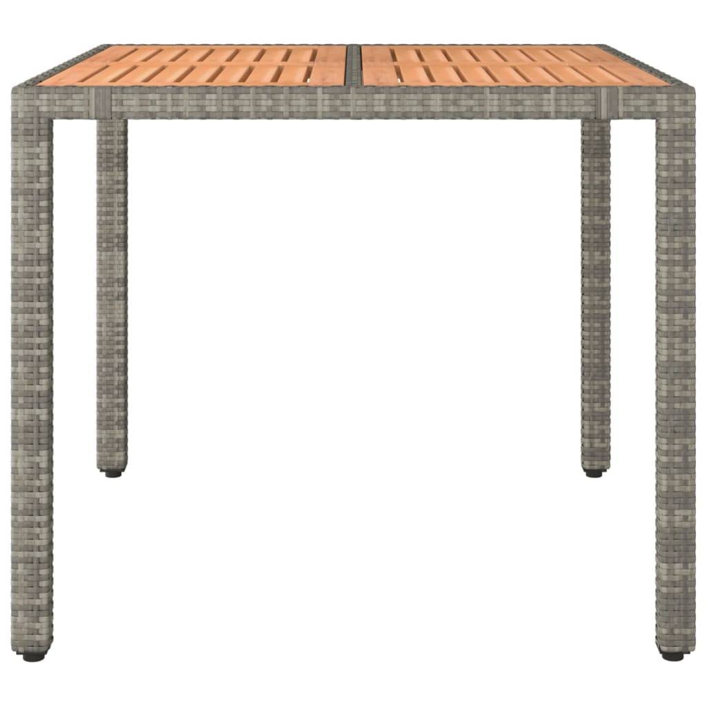 vidaXL Gartentisch mit Holzplatte Grau Poly Rattan & Massivholz Akazie