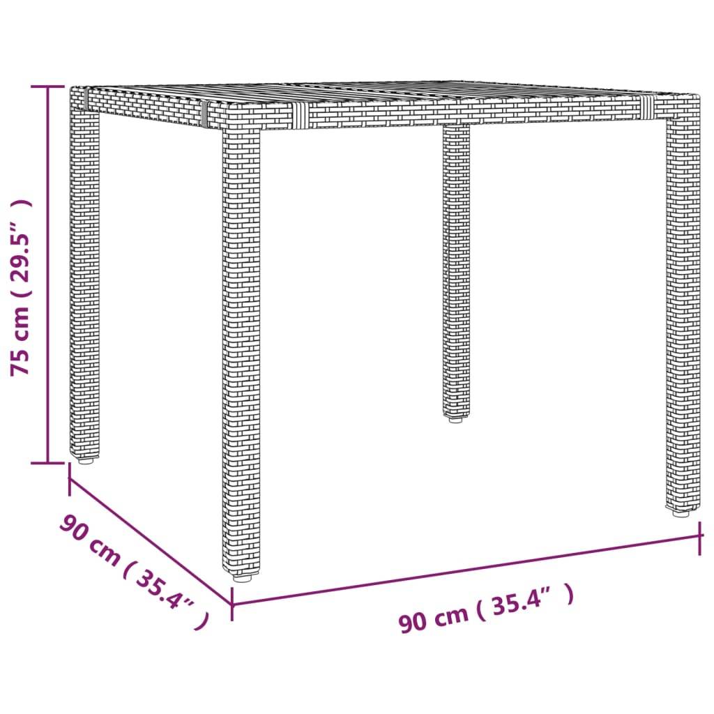 vidaXL Gartentisch mit Holzplatte Grau Poly Rattan & Massivholz Akazie