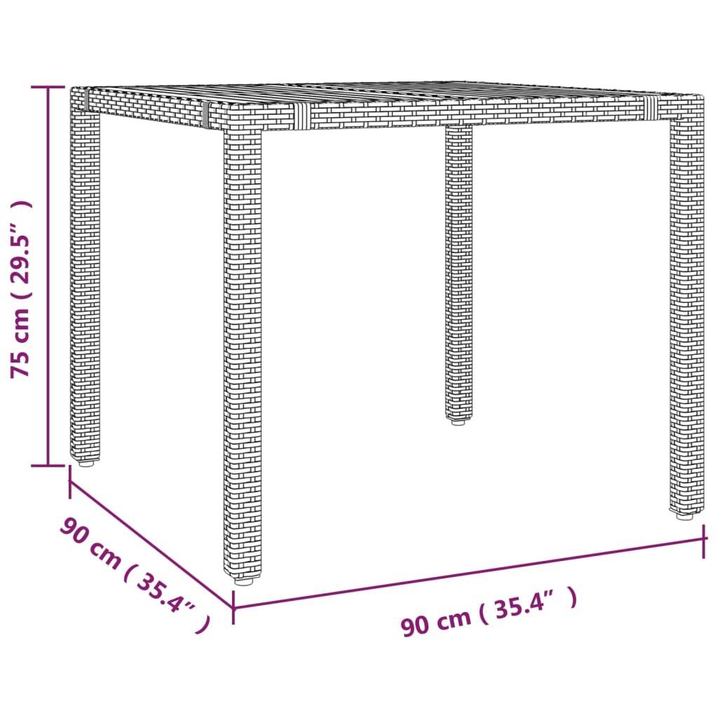 vidaXL Gartentisch mit Holzplatte Schwarz Poly Rattan & Akazienholz