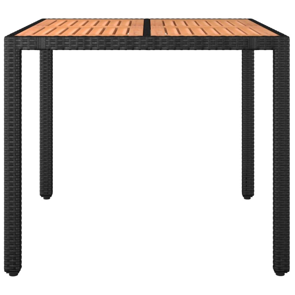 vidaXL Gartentisch mit Holzplatte Schwarz Poly Rattan & Akazienholz