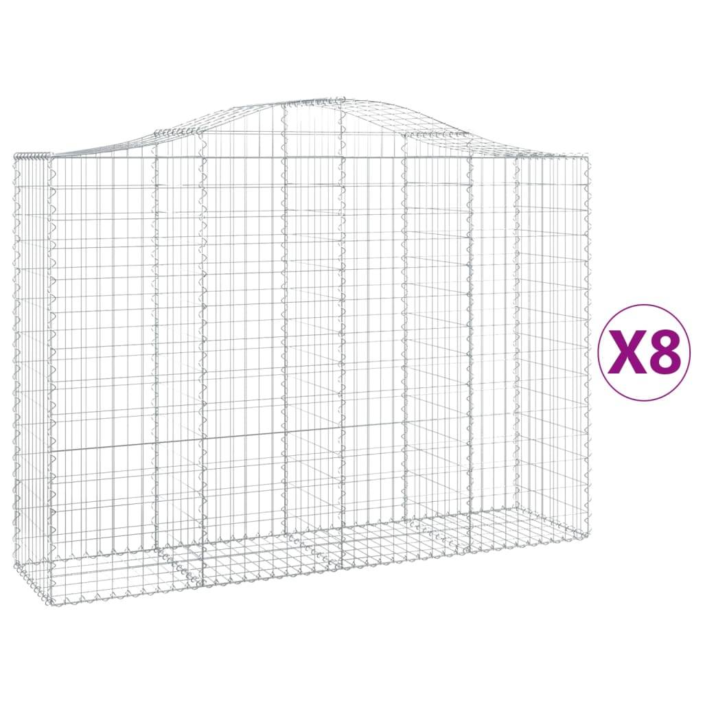 vidaXL Gabionen mit Hochbogen 8 Stk. 200x50x140/160cm Verzinktes Eisen