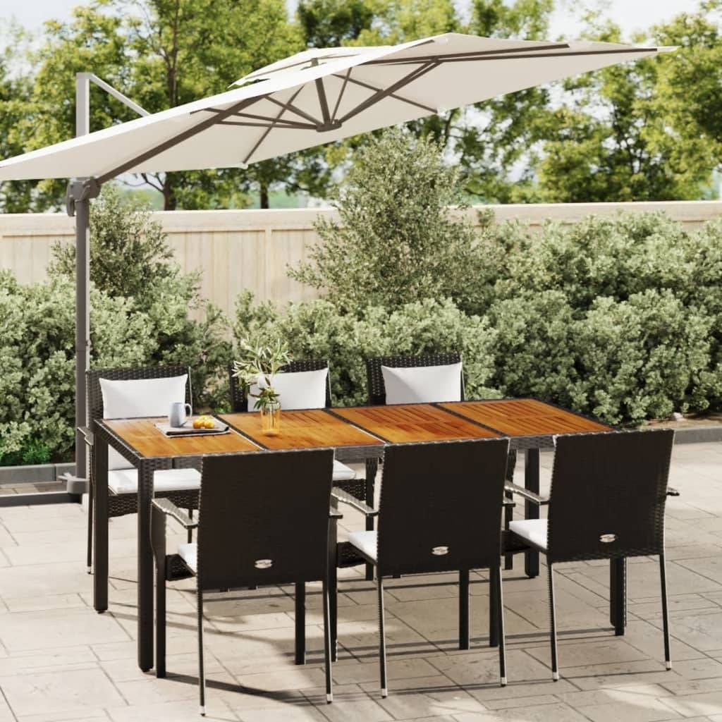 vidaXL 7-tlg. Garten-Essgruppe mit Kissen Schwarz Poly Rattan