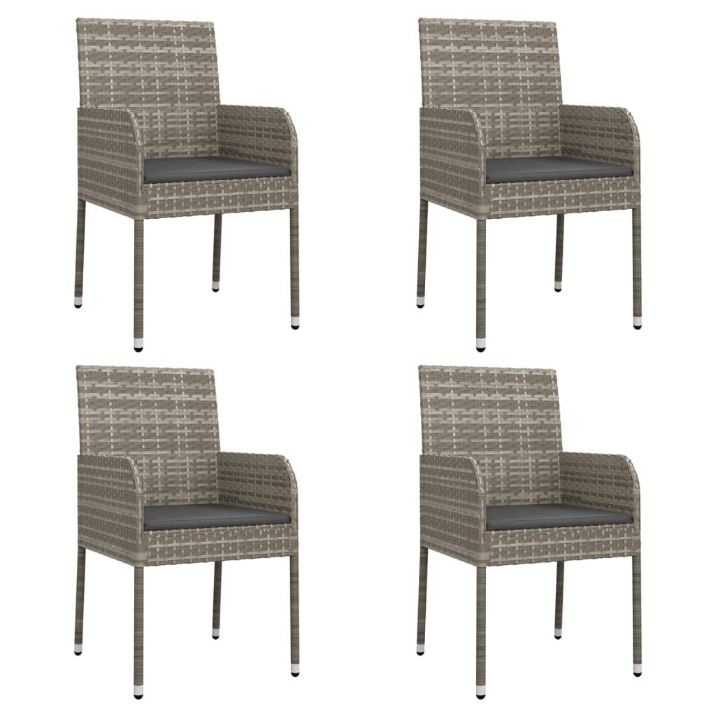 vidaXL 5-tlg. Garten-Essgruppe mit Kissen Grau Poly Rattan