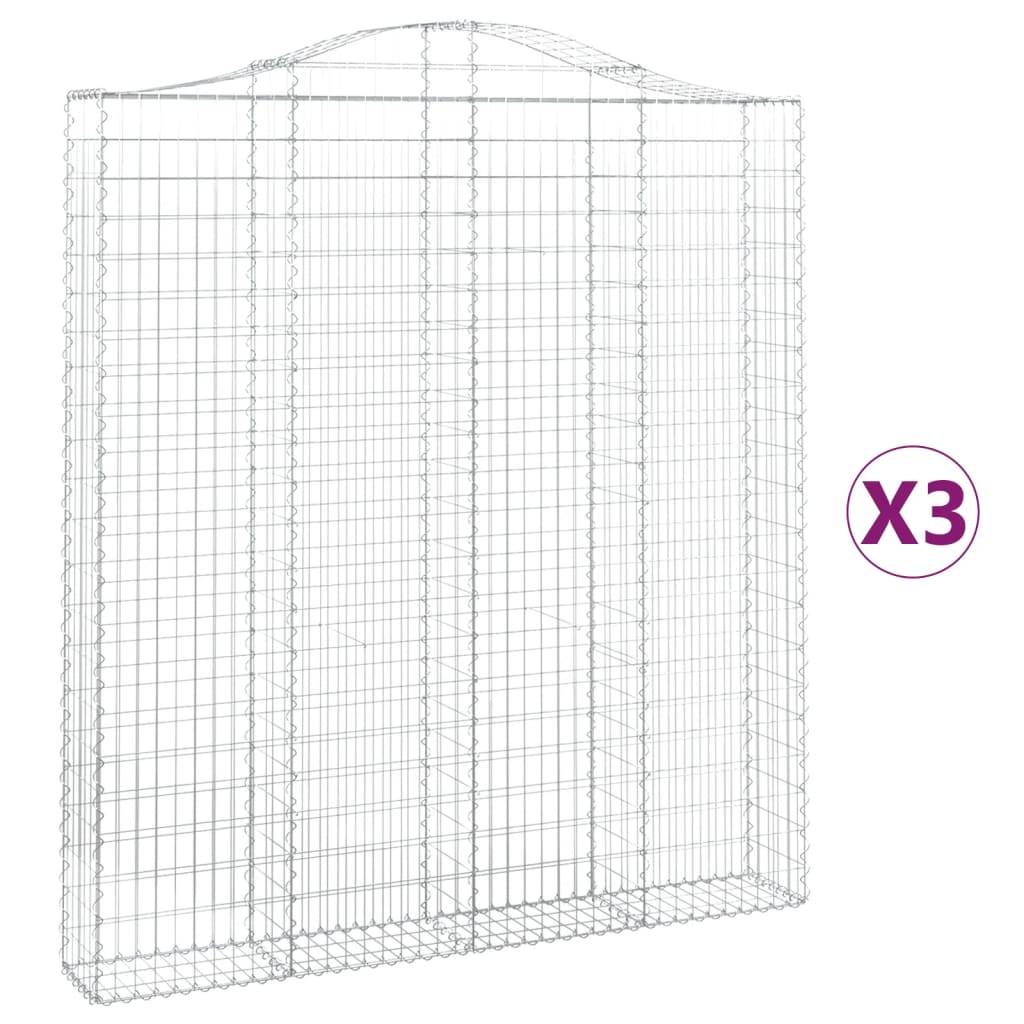 vidaXL Gabionen mit Hochbogen 3 Stk. 200x30x220/240cm Verzinktes Eisen