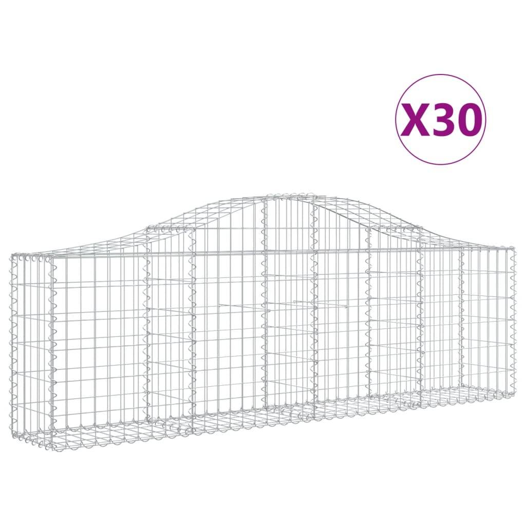 vidaXL Gabionen mit Hochbogen 30 Stk. 200x30x60/80 cm Verzinktes Eisen