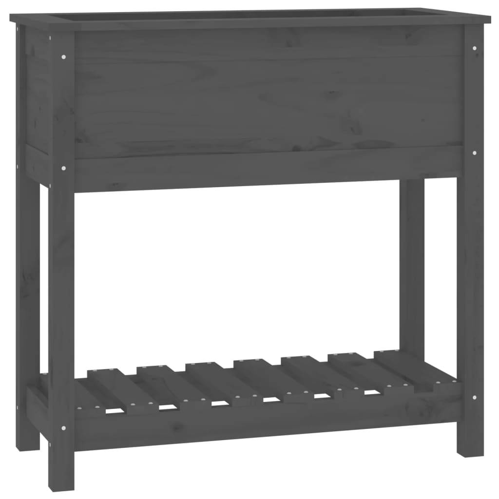 vidaXL Pflanzkübel mit Ablage Grau 82,5x34,5x81 cm Massivholz Kiefer