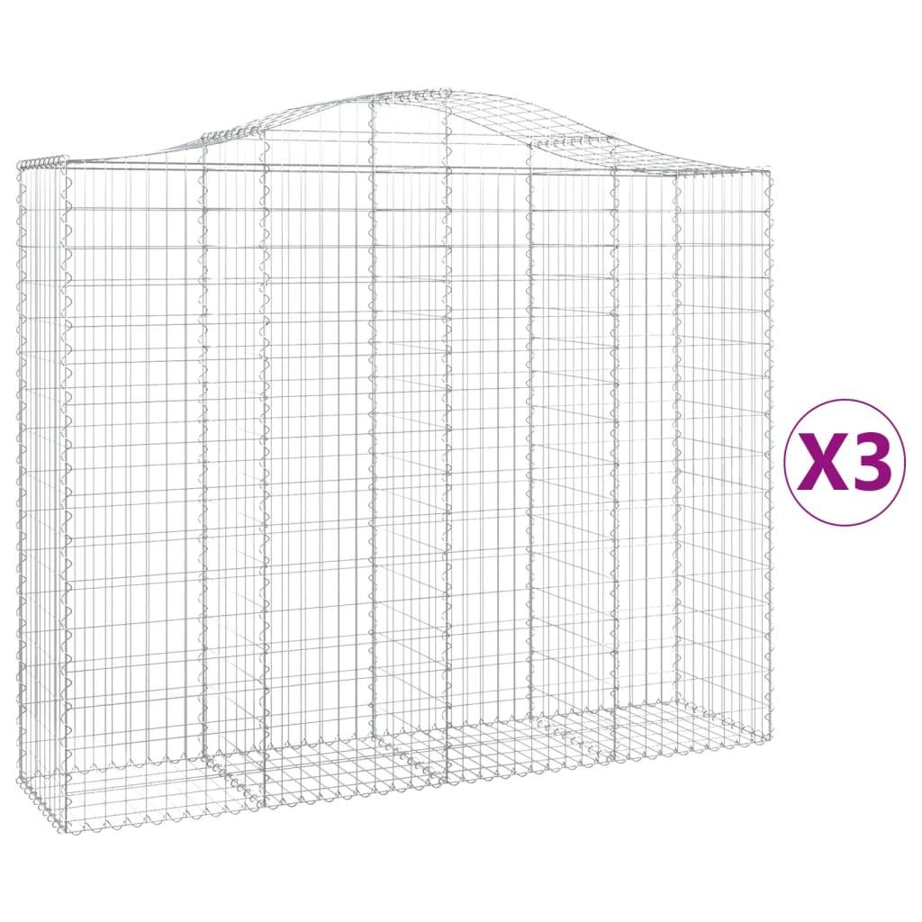 vidaXL Gabionen mit Hochbogen 3 Stk. 200x50x160/180cm Verzinktes Eisen