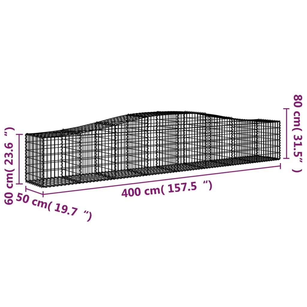 vidaXL Gabionen mit Hochbogen 15 Stk. 400x50x60/80cm Verzinktes Eisen